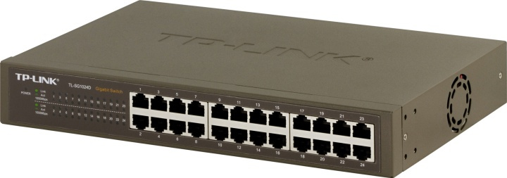 TP-LINK, netværksswitch, 24-ports 10/100/1000Mbps, RJ45, metal, 19