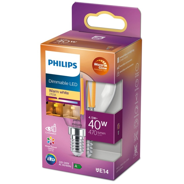 Philips LED E14 Klot 40W 470 lm Klar Dimbar i gruppen HJEMMEELEKTRONIK / Lys / LED lamper hos TP E-commerce Nordic AB (38-35658)