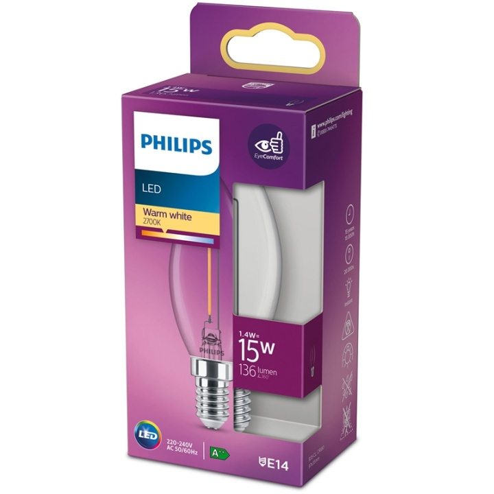 Philips LED E14 Kron 15W Klar 136lm i gruppen HJEMMEELEKTRONIK / Lys / LED lamper hos TP E-commerce Nordic AB (38-35659)