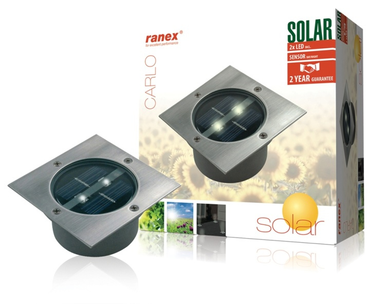 Ranex Solar Markbelysning 2 LED Firkantet i gruppen HJEM, HUS & HAVE / Elektricitet & Belysning / Udendørs belysning / Solcellelys hos TP E-commerce Nordic AB (38-35744)