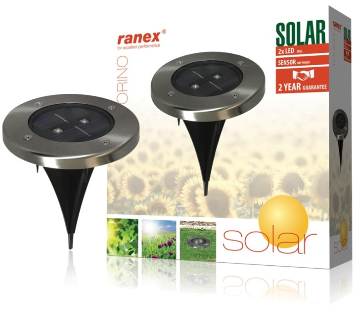 Ranex Solar Markbelysning 2 LED Round i gruppen HJEM, HUS & HAVE / Elektricitet & Belysning / Udendørs belysning / Solcellelys hos TP E-commerce Nordic AB (38-35748)