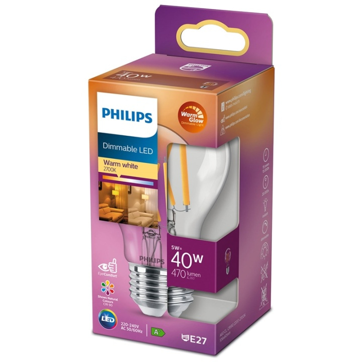 Philips LED E27 Normal 40W Klar Dimbar i gruppen HJEMMEELEKTRONIK / Lys / LED lamper hos TP E-commerce Nordic AB (38-35833)