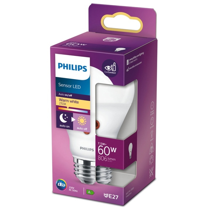 Philips LED E27 Normal 60W Skymningsse i gruppen HJEMMEELEKTRONIK / Lys / LED lamper hos TP E-commerce Nordic AB (38-35941)