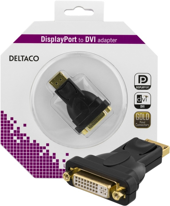 DELTACO DisplayPort til DVI-I Single Link adapter, 20-pin han til 24+5 i gruppen COMPUTERTILBEHØR / Kabler og adaptere / DisplayPort / Adaptere hos TP E-commerce Nordic AB (38-36710)