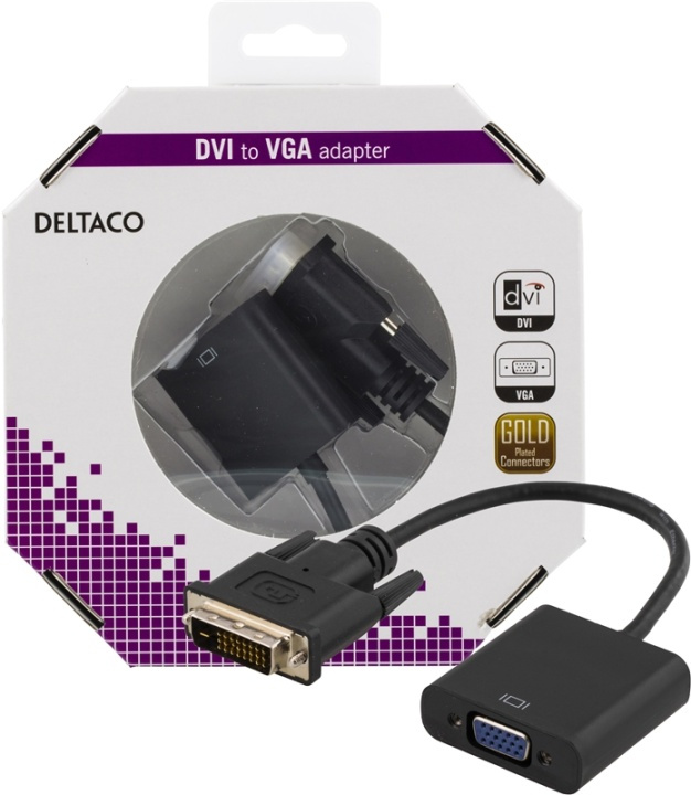 DELTACO DVI-adapter, DVI Dual link til VGA, 24+1-pin han til 15-pin hu i gruppen COMPUTERTILBEHØR / Kabler og adaptere / DVI / Adaptere hos TP E-commerce Nordic AB (38-36718)