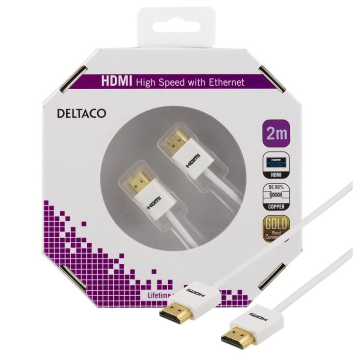 DELTACO tyndt HDMI kabel, HDMI High Speed with Ethernet, HDMI Type A h i gruppen HJEMMEELEKTRONIK / Kabler og adaptere / HDMI / Kabler hos TP E-commerce Nordic AB (38-36766)