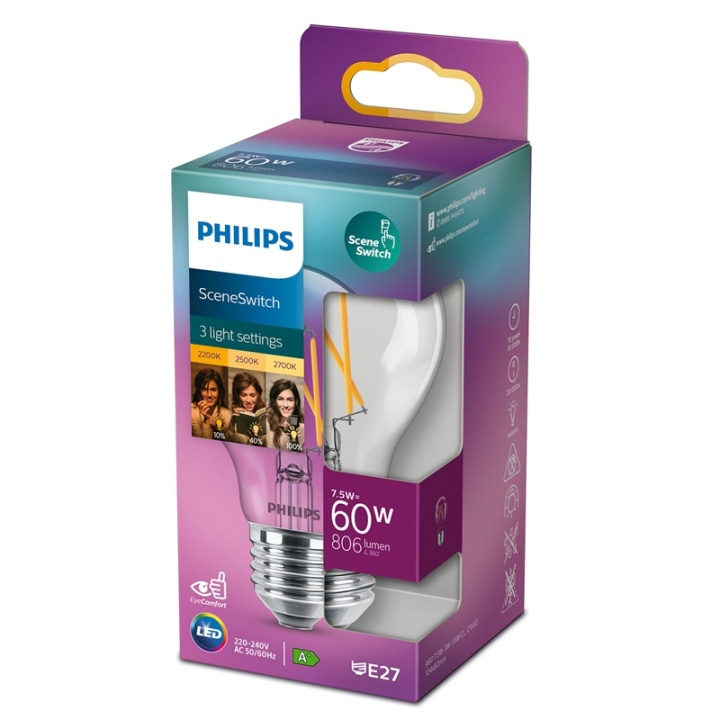 Philips LED SceneSwitch E27 Normal 60- i gruppen HJEMMEELEKTRONIK / Lys / LED lamper hos TP E-commerce Nordic AB (38-38869)