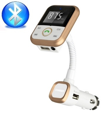 FM-sender med Bluetooth-håndfri og biloplader (guld) i gruppen BIL / Bil lyd & multimedia / FM-sender hos TP E-commerce Nordic AB (38-39395)
