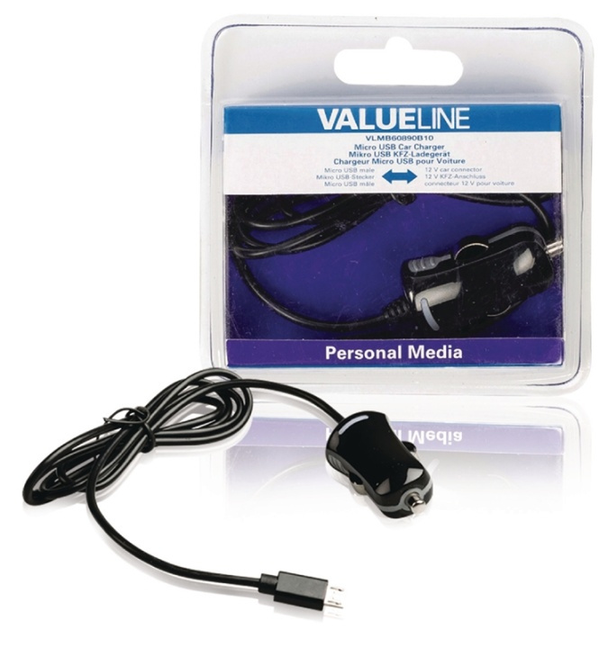 Valueline Biloplader 1-Udgang 2.1 A Micro USB Sort i gruppen SMARTPHONES & TABLETS / Opladere og kabler / Bilopladere / Bil oplader microUSB hos TP E-commerce Nordic AB (38-41859)