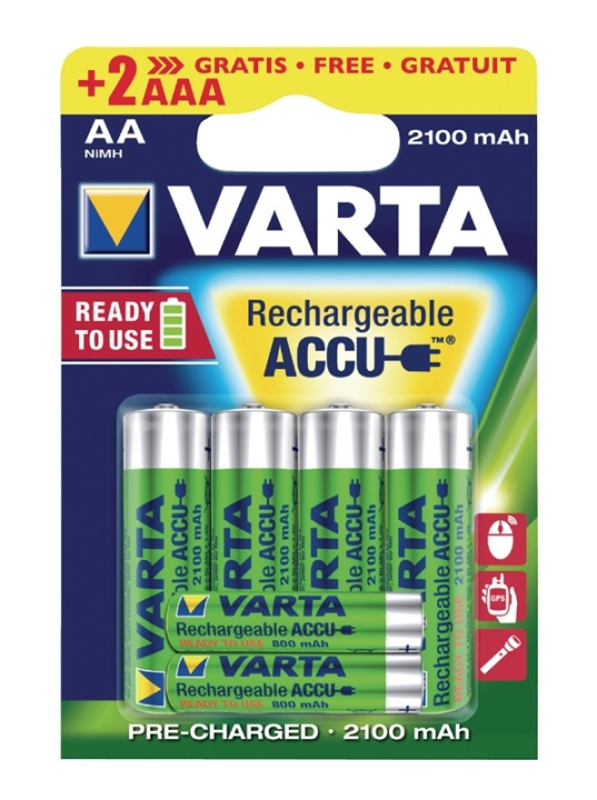 Varta Genopladelige Ni-MH Batteri AA | 1.2 V DC | 2100 mAh | 6-Blister i gruppen HJEMMEELEKTRONIK / Batterier og opladere / Genopladelige batterier / AA hos TP E-commerce Nordic AB (38-41935)