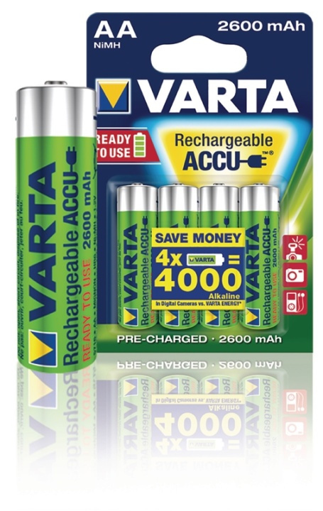 Varta Genopladelige Ni-MH Batteri AA | 1.2 V DC | 2500 mAh | 4-Blister kort i gruppen HJEMMEELEKTRONIK / Batterier og opladere / Genopladelige batterier / AA hos TP E-commerce Nordic AB (38-41938)