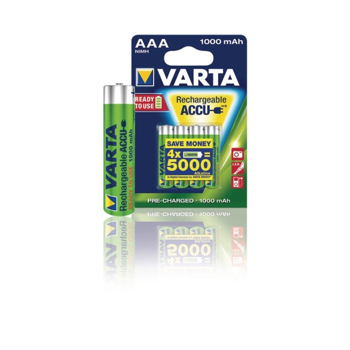 Varta Genopladelige Ni-MH Batteri AAA | 1.2 V DC | 1000 mAh | Forudladet | 2-Blister kort i gruppen HJEMMEELEKTRONIK / Batterier og opladere / Genopladelige batterier / AAA hos TP E-commerce Nordic AB (38-41939)