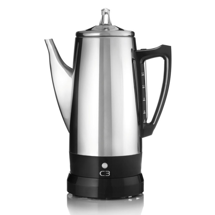 C3 Perkolator Rostfri stål 12kp i gruppen HJEM, HUS & HAVE / Husholdningsapparater / Kaffe og espresso / Kaffemaskiner hos TP E-commerce Nordic AB (38-42853)