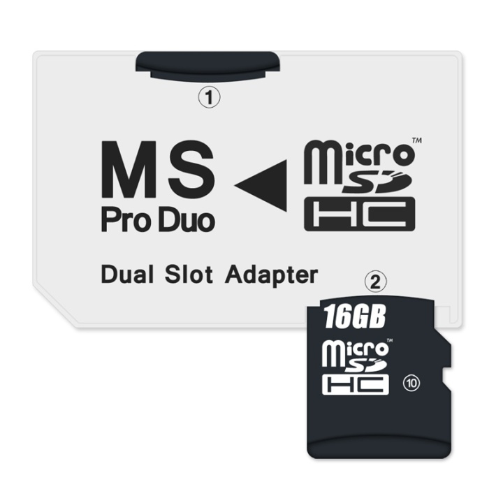 MS Pro Duo Adapter för 2 x MicroSD i gruppen HJEMMEELEKTRONIK / Spilkonsoller og tilbehør / Sony PlayStation Vita hos TP E-commerce Nordic AB (38-4680)