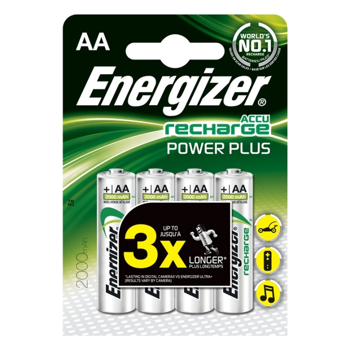 Energizer Batteri Genopladelig AA/LR6 Power Plus Ni-Mh 2000mAh 4-pak i gruppen HJEMMEELEKTRONIK / Batterier og opladere / Genopladelige batterier / AA hos TP E-commerce Nordic AB (38-47922)