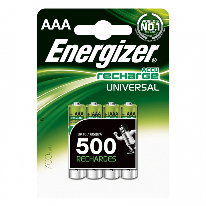 Energizer Batteri AAA/Lr03 Laddbart Ni-Mh 700Mah 4-Pack i gruppen HJEMMEELEKTRONIK / Batterier og opladere / Genopladelige batterier hos TP E-commerce Nordic AB (38-47946)