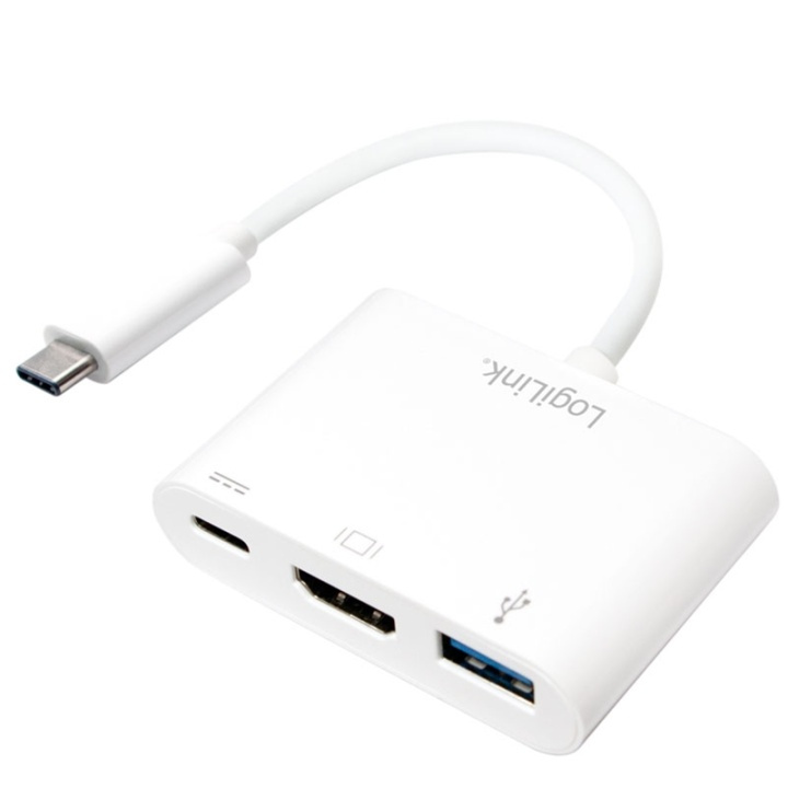 LogiLink USB-C -> HDMI + USB-C + USB i gruppen HJEMMEELEKTRONIK / Kabler og adaptere / HDMI / Adaptere hos TP E-commerce Nordic AB (38-50667)