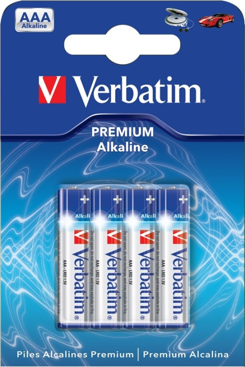 Verbatim Premium Alkaline, LR03 / AAA batterier, alkaliske, 1,5V, 4-pa i gruppen HJEMMEELEKTRONIK / Batterier og opladere / Batterier / AAA hos TP E-commerce Nordic AB (38-5158)