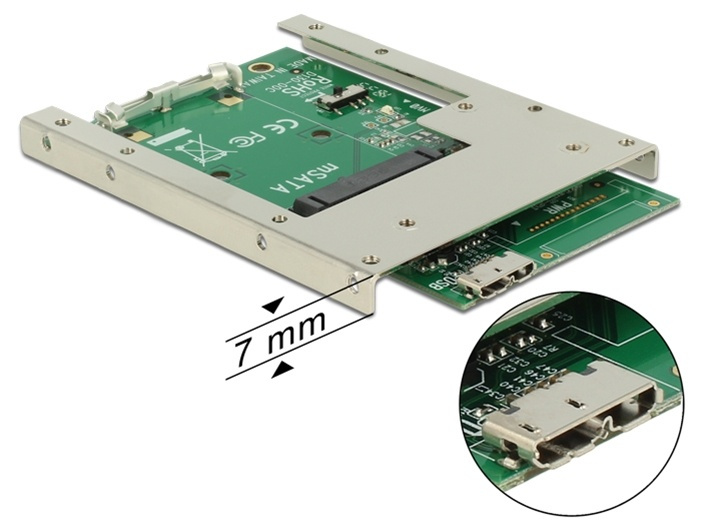 DeLOCK mSATA SSD adapter, mSATA til USB 3,0 Micro B hun, 1x2,5