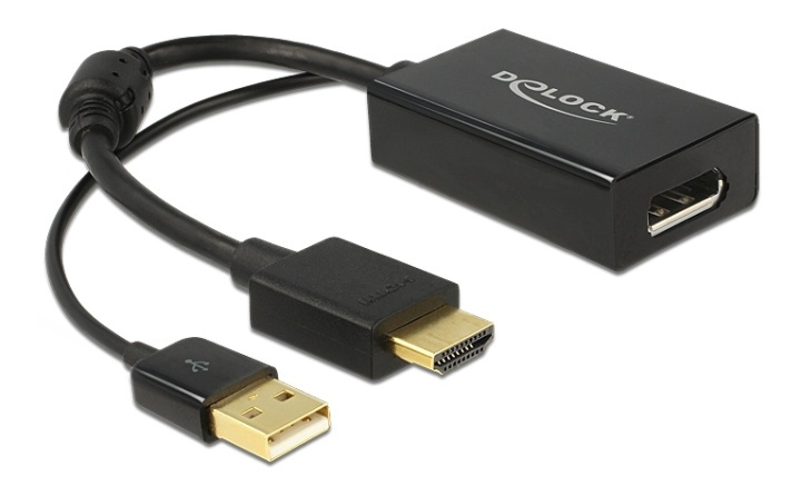 DeLOCK HDMI to Displayport adapter, 4K, HDMI male, DP female, black i gruppen COMPUTERTILBEHØR / Kabler og adaptere / DisplayPort / Adaptere hos TP E-commerce Nordic AB (38-52971)