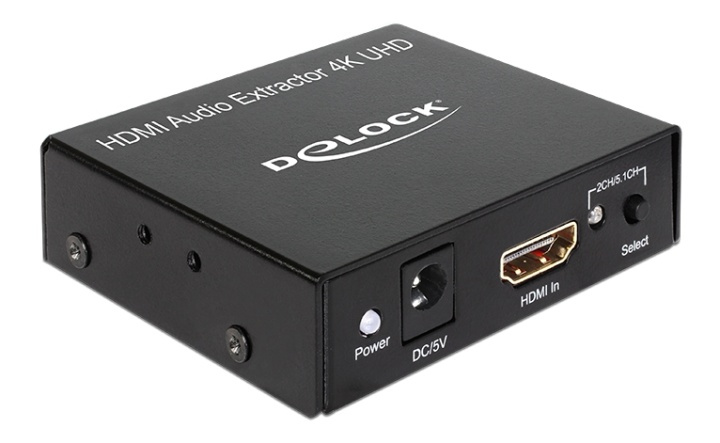 DeLOCK HDMI Stereo/5.1 audio extractor, UltraHD, S/PDIF, 3,5mm, black i gruppen COMPUTERTILBEHØR / Computerkomponenter / Lydkort hos TP E-commerce Nordic AB (38-52976)