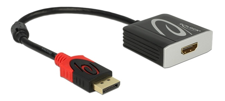 DeLOCK DisplayPort to HDMI-adapter, active, 4K in 60Hz, 0,2m, black i gruppen COMPUTERTILBEHØR / Kabler og adaptere / DisplayPort / Adaptere hos TP E-commerce Nordic AB (38-52985)