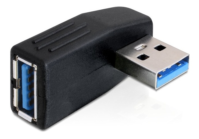 DeLOCK USB 3.0 adapter, angled 90° horizontal, male-female, black i gruppen COMPUTERTILBEHØR / Kabler og adaptere / USB / USB-A / Adaptere hos TP E-commerce Nordic AB (38-52996)