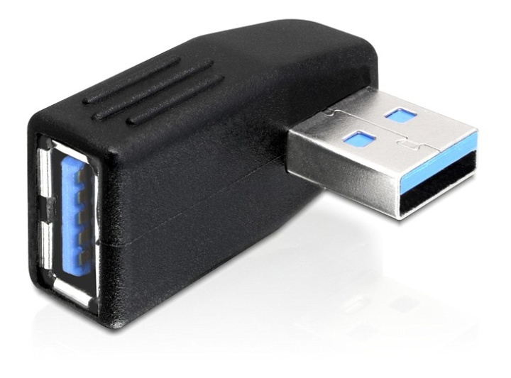 DeLOCK USB 3.0 adapter, angled 270° horizontal, male-female, black i gruppen COMPUTERTILBEHØR / Kabler og adaptere / USB / USB-A / Adaptere hos TP E-commerce Nordic AB (38-52997)