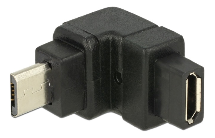 Delock Adapter USB 2.0 Micro-B male > USB 2.0 Micro-B female angled up i gruppen COMPUTERTILBEHØR / Kabler og adaptere / USB / Micro-USB / Adaptere hos TP E-commerce Nordic AB (38-53025)