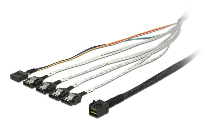 Cable mini SAS HD SFF-8643 > 4 x SATA 7 pin + Sideband i gruppen COMPUTERTILBEHØR / Kabler og adaptere / Interne / Strømkabler og adaptere hos TP E-commerce Nordic AB (38-53036)