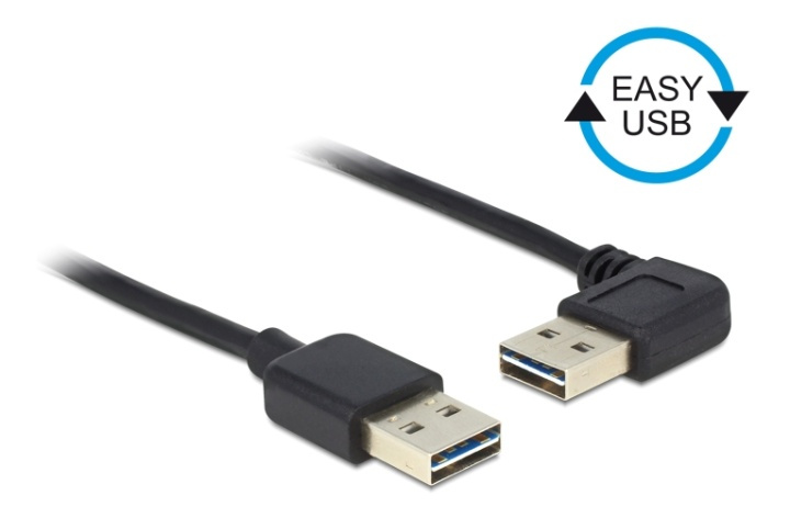 DeLOCK USB cable, turnable USB-A connectors, male, angled, 1m, black i gruppen COMPUTERTILBEHØR / Kabler og adaptere / USB / USB-A / Kabler hos TP E-commerce Nordic AB (38-53038)