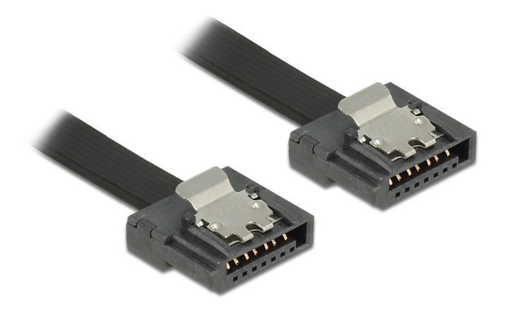 DeLOCK SATA FLEXI cable, 6Gbps, lock clips, 20cm, black i gruppen COMPUTERTILBEHØR / Kabler og adaptere / Interne / SATA hos TP E-commerce Nordic AB (38-53058)