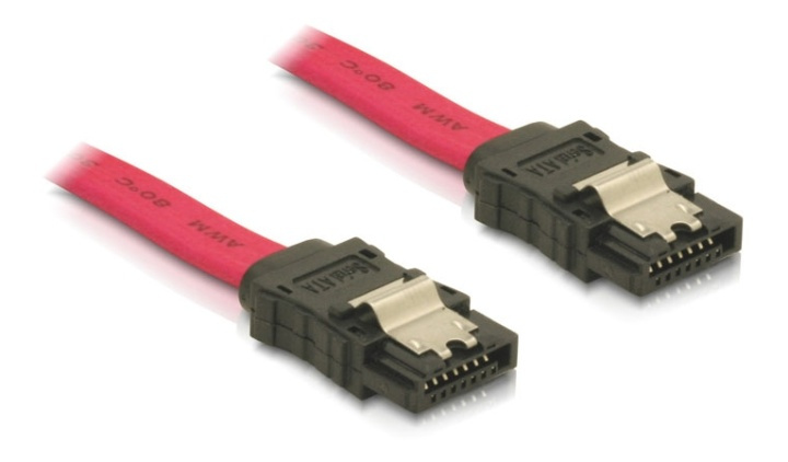 DeLOCK SATA-kabel, 3Gb/s, låsclip, 0,5m, röd i gruppen COMPUTERTILBEHØR / Kabler og adaptere / Interne / SATA hos TP E-commerce Nordic AB (38-53069)