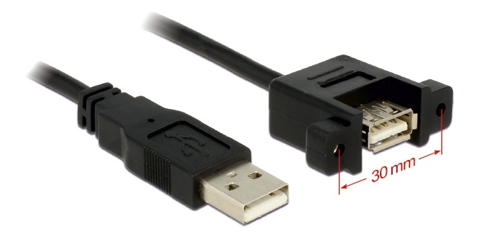 DeLOCK USB 2.0 cable for panel mount, USB type A male - USB type A fem i gruppen HJEMMEELEKTRONIK / Lagringsmedier / USB-flash drev / USB 2.0 hos TP E-commerce Nordic AB (38-53077)