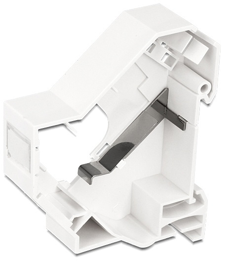 DeLOCK Keystone Mounting for DIN rail, shielded, white i gruppen COMPUTERTILBEHØR / Kabler og adaptere / Netværkskabler / Adaptere og samlemuffer hos TP E-commerce Nordic AB (38-53084)