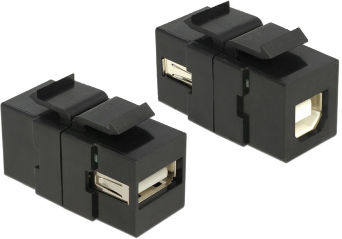 DeLOCK Keystone modul, USB 2.0 Type A hun - USB 2.0 Type B hun, sort i gruppen COMPUTERTILBEHØR / Kabler og adaptere / Netværkskabler / Adaptere og samlemuffer hos TP E-commerce Nordic AB (38-53100)