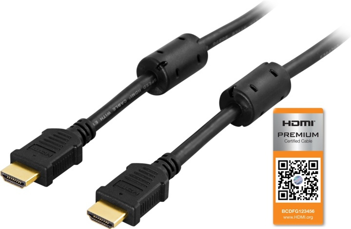DELTACO HDMI kabel, HDMI High Speed with Ethernet, HDMI Type A han, gu i gruppen HJEMMEELEKTRONIK / Kabler og adaptere / HDMI / Kabler hos TP E-commerce Nordic AB (38-5311)
