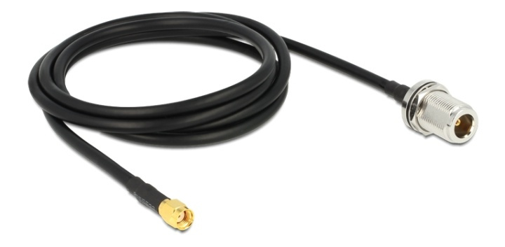 DeLOCK antenna cable, N jack - RP SMA plug , 50Ohm, 1,5m, black i gruppen COMPUTERTILBEHØR / Kabler og adaptere / Netværkskabler / RP-SMA hos TP E-commerce Nordic AB (38-53114)