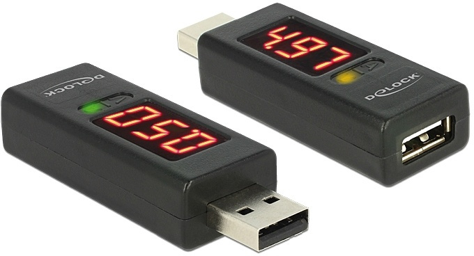 DeLOCK adapter - Ampere- og voltmåler til USB-enheder, Type A han - T i gruppen HJEM, HUS & HAVE / Smart hjem / Energimåler hos TP E-commerce Nordic AB (38-53163)