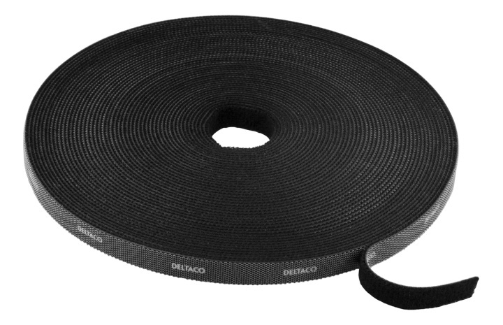 DELTACO Hook and loop fastener cable ties, width 10mm, 15m, black i gruppen HJEMMEELEKTRONIK / Kabler og adaptere / Kabelhåndtering hos TP E-commerce Nordic AB (38-53212)