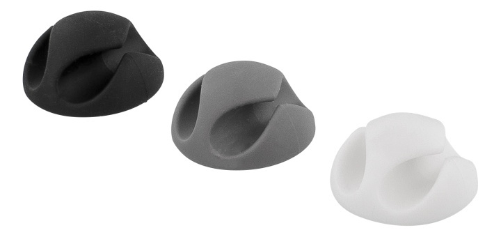 DELTACO self adhesive cable holder in rubber, 6-pack, black/white/gray i gruppen HJEMMEELEKTRONIK / Kabler og adaptere / Kabelhåndtering hos TP E-commerce Nordic AB (38-53240)