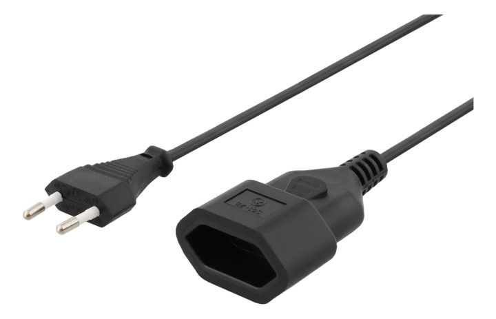 DELTACO ungrounded power cable, CEE 7/16 to IEC 60906-1, 1m, black i gruppen COMPUTERTILBEHØR / Kabler og adaptere / Elkabler hos TP E-commerce Nordic AB (38-53252)