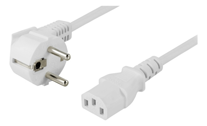 DELTACO grounded power cable, angled CEE 7/7 to IEC 60320 C13, 10m, wh i gruppen COMPUTERTILBEHØR / Kabler og adaptere / Elkabler hos TP E-commerce Nordic AB (38-53272)