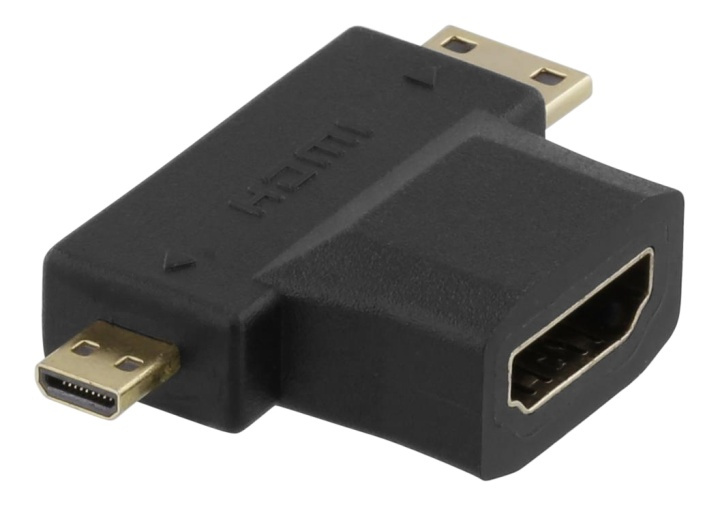 DELTACO HDMI adapter, HDMI FM to mini HDMI M and micro HDMI M i gruppen HJEMMEELEKTRONIK / Kabler og adaptere / HDMI / Adaptere hos TP E-commerce Nordic AB (38-53378)
