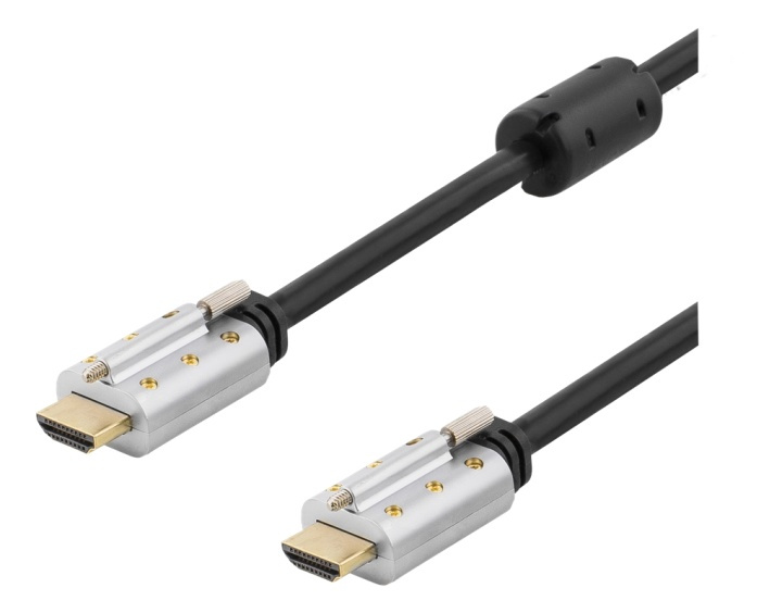 DELTACO HDMI cable, lockable, HDMI High Speed with Ethernet, 1,5 i gruppen HJEMMEELEKTRONIK / Kabler og adaptere / HDMI / Kabler hos TP E-commerce Nordic AB (38-53383)