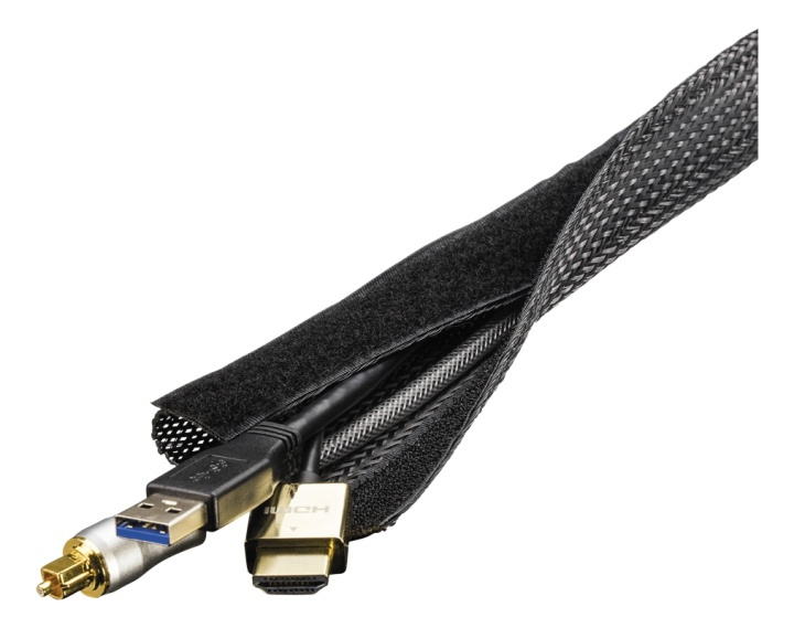 DELTACO kabelsorteringsstrømpe i nylon, burrebånd, 1,8m, sort i gruppen HJEMMEELEKTRONIK / Kabler og adaptere / Kabelhåndtering hos TP E-commerce Nordic AB (38-53420)