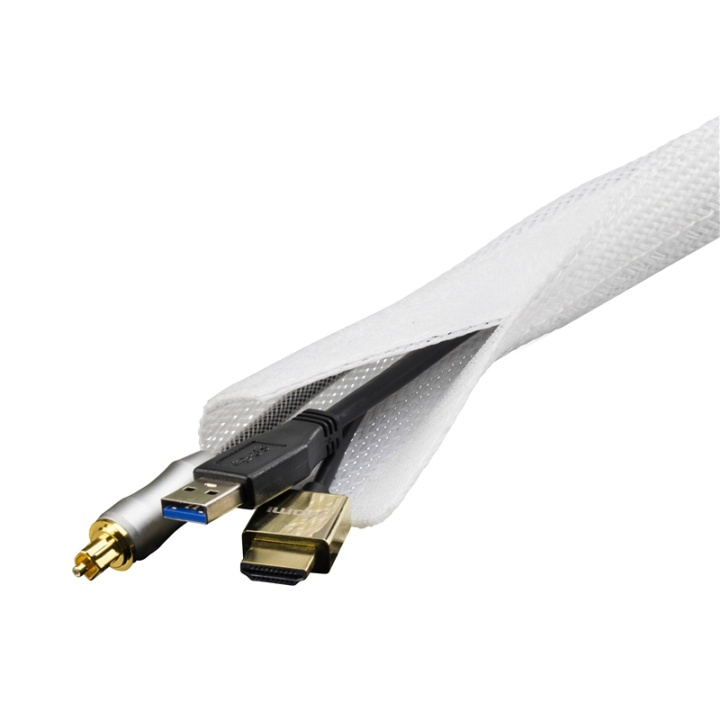 DELTACO kabelsorteringssok i nylon, burrebånd, 1,8m, hvid i gruppen HJEMMEELEKTRONIK / Kabler og adaptere / Kabelhåndtering hos TP E-commerce Nordic AB (38-53421)