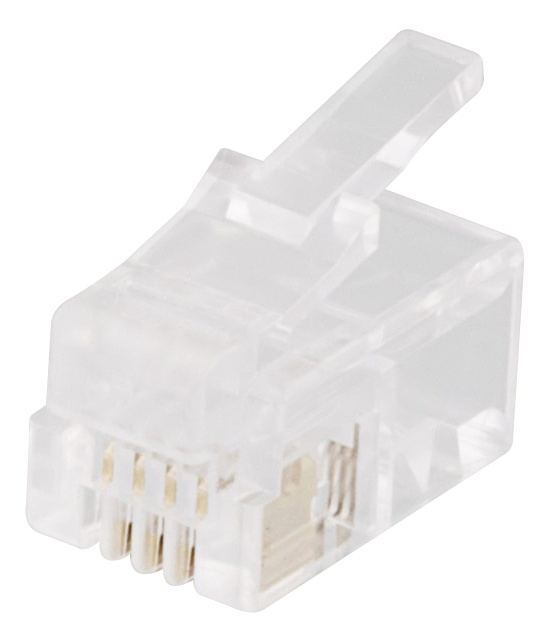 DELTACO Modular connector RJ9/RJ10/RJ22 4P4C, 20-pack, transparent i gruppen COMPUTERTILBEHØR / Kabler og adaptere / Netværkskabler / Adaptere og samlemuffer hos TP E-commerce Nordic AB (38-53452)