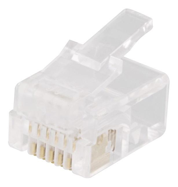 DELTACO Modular connector RJ12, 6P6C, 20-pack, transparent i gruppen COMPUTERTILBEHØR / Kabler og adaptere / Netværkskabler / Adaptere og samlemuffer hos TP E-commerce Nordic AB (38-53456)