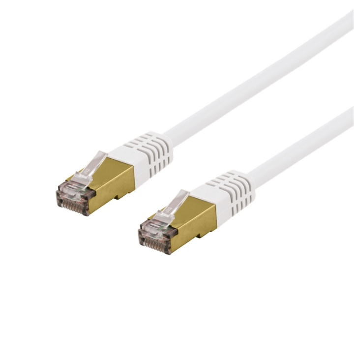 DELTACO S/FTP Cat6a patch cable, 0,3m, 500MHz, Delta-cert, white i gruppen COMPUTERTILBEHØR / Kabler og adaptere / Netværkskabler / Cat6 hos TP E-commerce Nordic AB (38-53517)